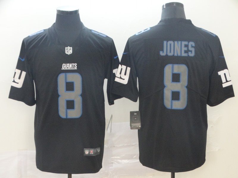 Nike Giants 8 Daniel Jones Black Impact Limited Men Jersey