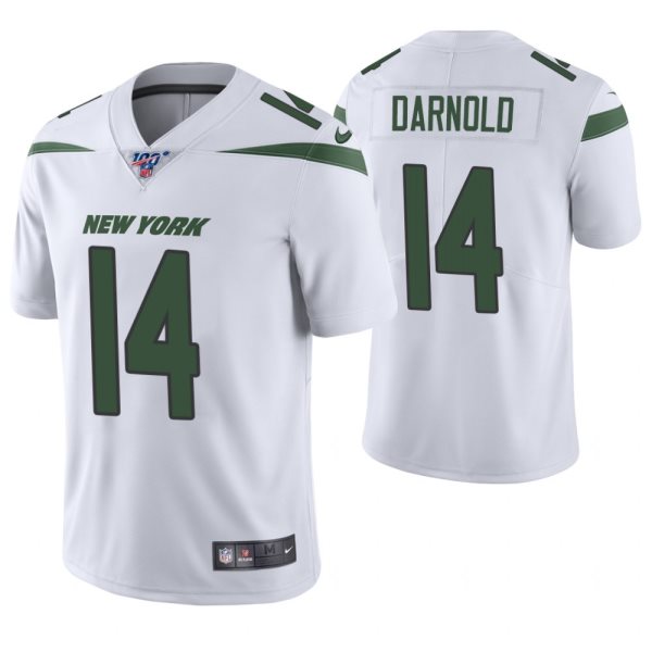 NFL New York Jets 14 Sam Darnold White 100th Season Vapor Untouchable Limited Men Jersey