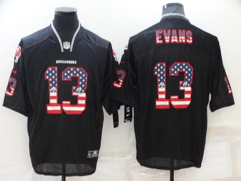 Nike Buccaneers 13 Mike Evans Black USA Flag Vapor Limited Men Jersey