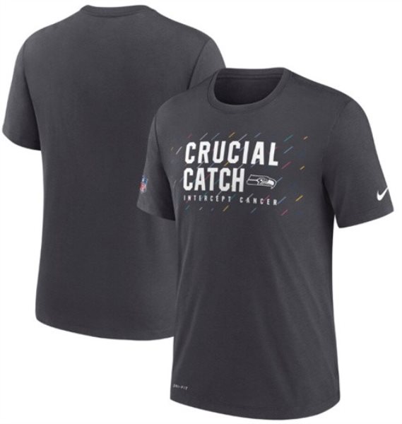 NFL Seahawks Charcoal 2021 Crucial Catch Performance T-Shirt
