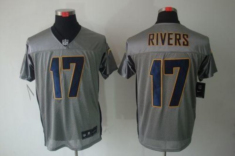 Nike San Diego Chargers No.17 Philip Rivers Grey Shadow Elite Jersey