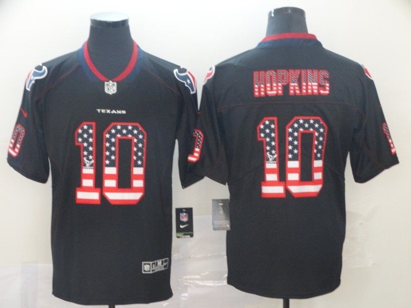 Nike Texans 10 DeAndre Hopkin Black USA Flag Limited Men Jersey