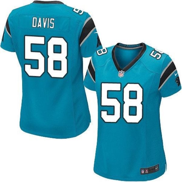 Nike Panthers 58 Thomas Davis Blue Alternate Women's Stitched NFL Elite Jersey