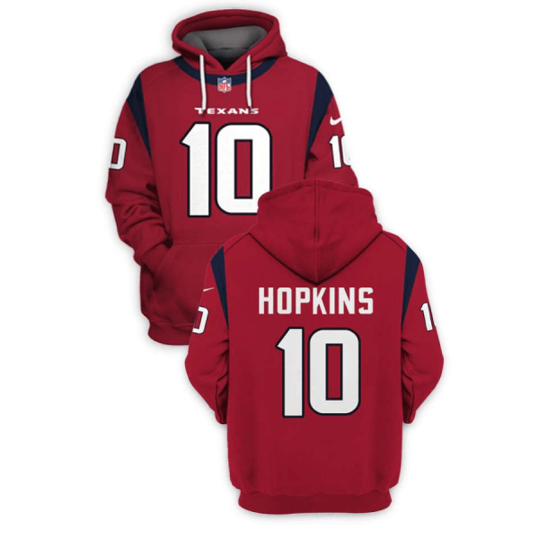 NFL Texans 10 Deandre Hopkins Red 2021 Stitched New Hoodie