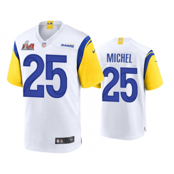 Nike Rams 25 Sony Michel Super Bowl LVI White Limited Vapor Jersey
