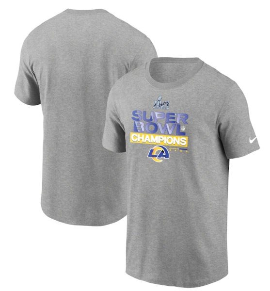 NFL Rams 2022 Heathered Gray Super Bowl LVI Champions Locker Room Trophy Collection T-Shirt