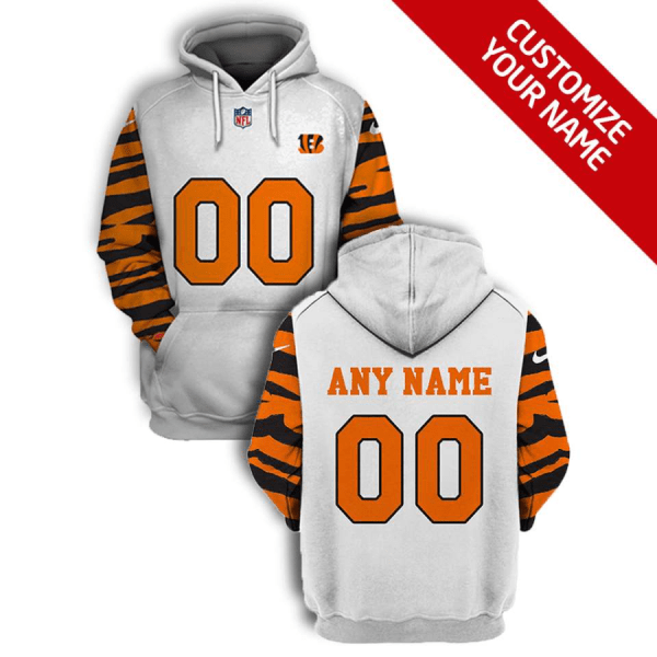 NFL Bengals Customized White Orange 2021 Stitched New Hoodie