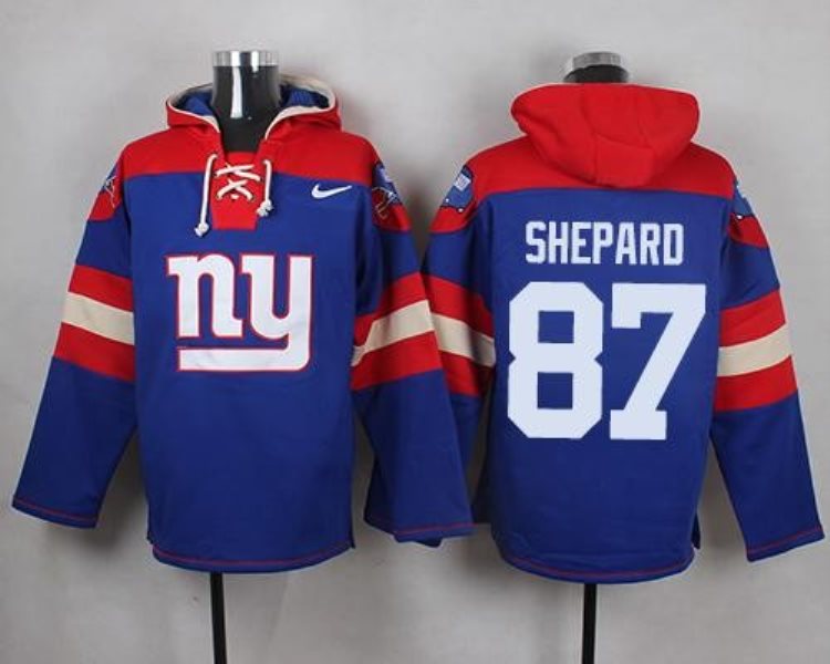 Nike Giants 87 Sterling Shepard Royal Blue Player Pullover NFL Sweatshirt Hoodie