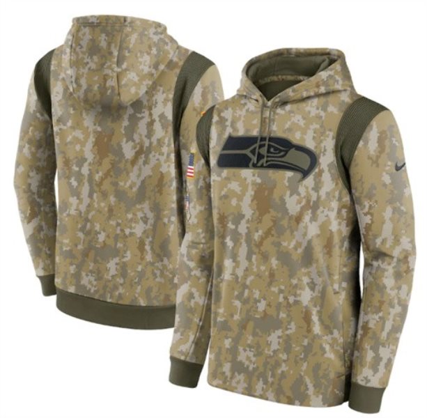 Nike Seattle Seahawks Camo 2021 Salute To Service Therma Performance Pullover Hoodie