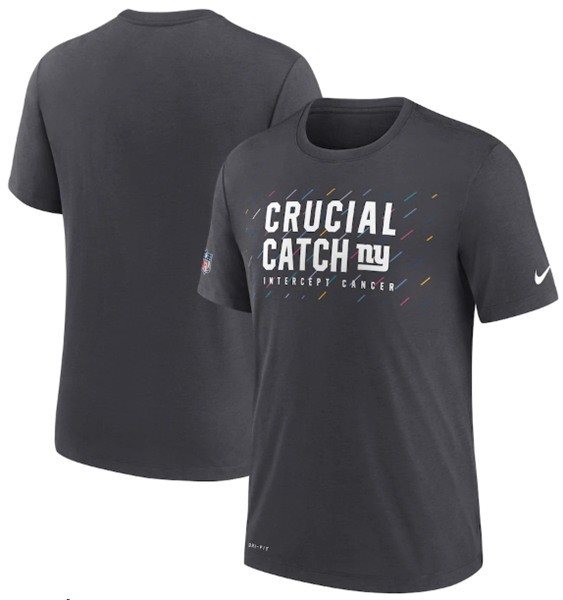 NFL Giants Charcoal 2021 Crucial Catch Performance T-Shirt