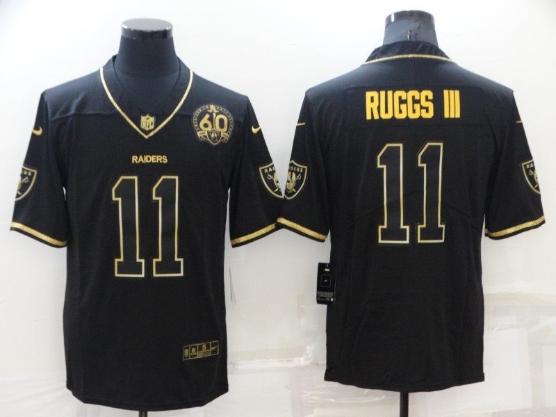 Nike Raiders 11 Henry Ruggs III Black Gold 60th Anniversary Vapor Limited Men Jersey