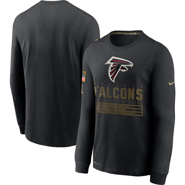 NFL Atlanta Falcons 2020 Black Salute To Service Sideline Performance Long Sleeve Hoodie