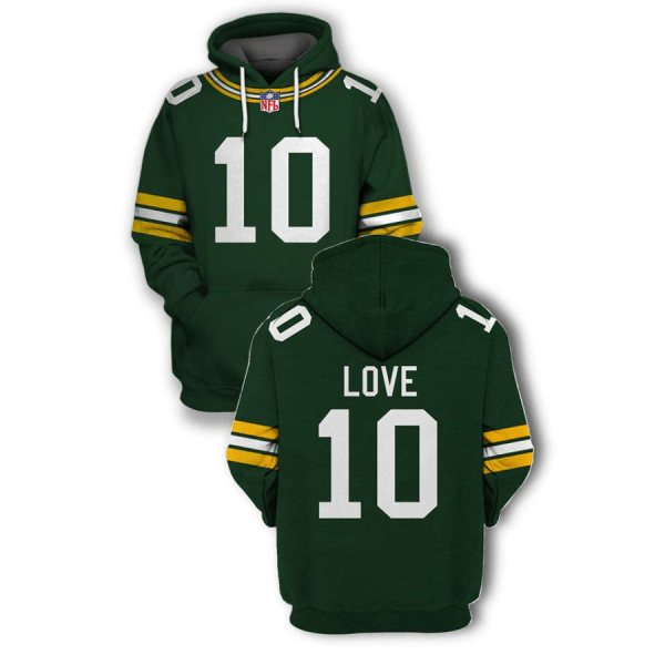 NFL Packers 10 Jordan Love Green 2021 Stitched New Hoodie
