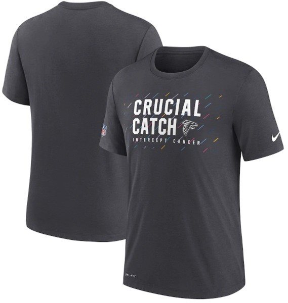NFL Falcons Charcoal 2021 Crucial Catch Performance T-Shirt