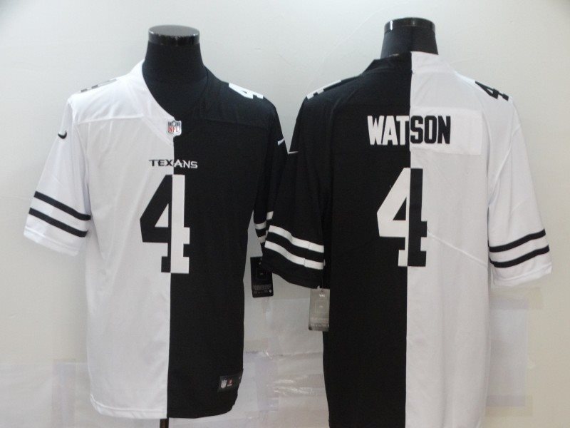 Nike Texans 4 Deshaun Watson Black And White Split Vapor Limited Men Jersey