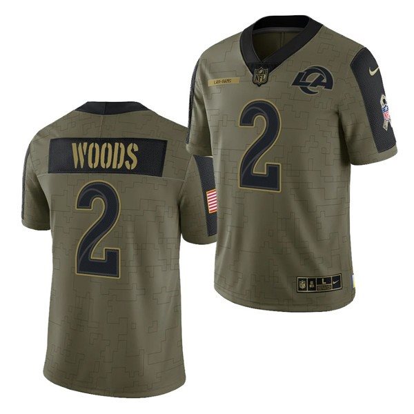 Nike Rams 2 Robert Woods 2021 Olive Salute To Service Limited Men Jersey