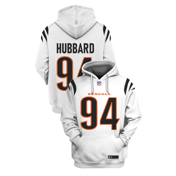 NFL Bengals 94 Sam Hubbard White 2021 Stitched New Hoodie