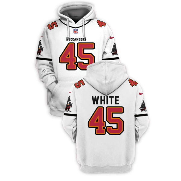 NFL Buccaneers 45 Devin White White 2021 Stitched New Hoodie