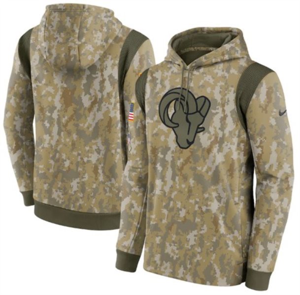 Nike Los Angeles Rams Camo 2021 Salute To Service Therma Performance Pullover Hoodie