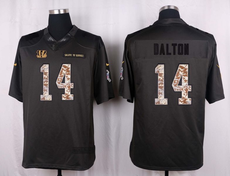 Nike NFL Bengals 14 Andy Dalton Anthracite 2016 Salute to Service Limited Jersey
