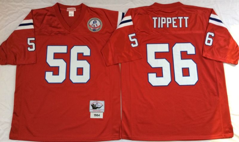 NFL Patriots 56 Andre Tippett Red M&N Throwback Men Jersey