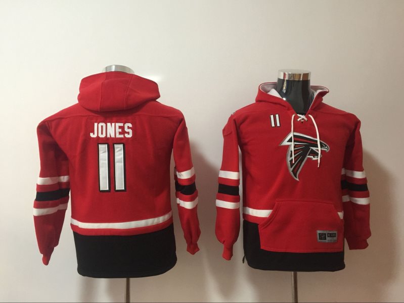 Nike Atlanta Falcons 11 Julio Jones Red All Stitched Hooded Youth Sweatshirt