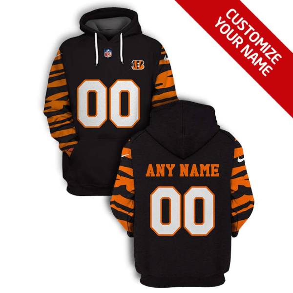 NFL Bengals Customized Black Orange 2021 Stitched New Hoodie