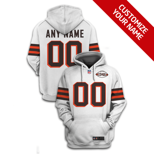 NFL Browns Customized White Throwback 2021 Stitched New Hoodie