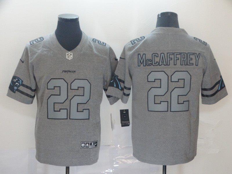 Nike Panthers 22 Christian McCaffrey 2019 Gray Gridiron Gray Vapor Untouchable Limited Men Jersey