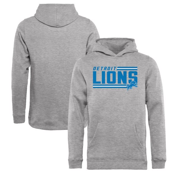 NFL Detroit Lions Pro Line Ash Side Stripe Pullover Youth Hoodie