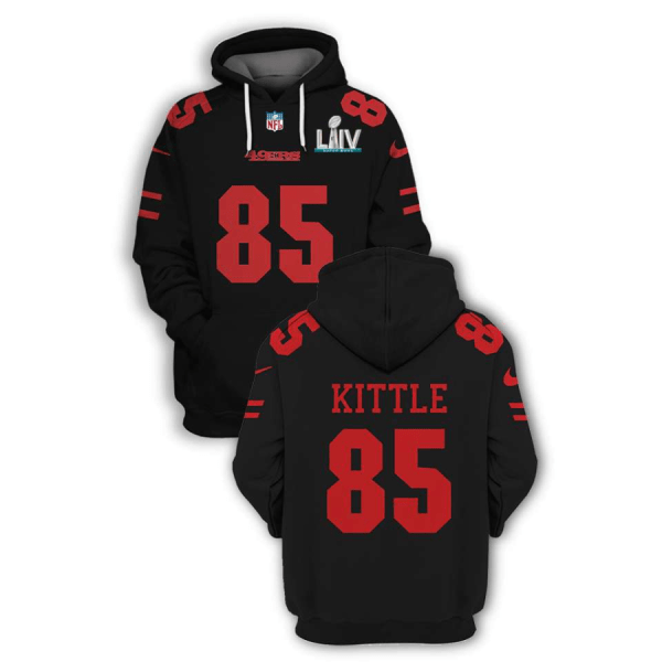 NFL 49ers 85 George Kittle Black Super Bowl LIV 2021 Stitched New Hoodie