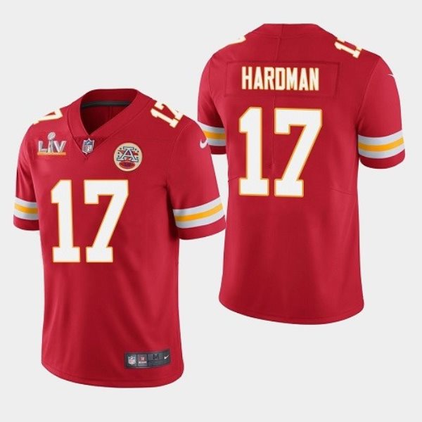 Nike Chiefs 17 Mecole Hardman Red 2021 Super Bowl LV Vapor Untouchable Limited Men Jersey