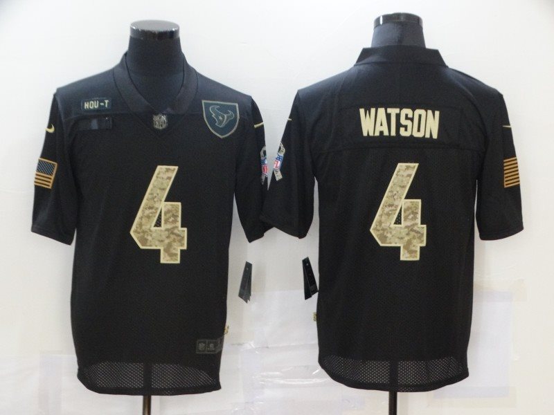Nike Texans 4 Deshaun Watson 2020 Black Camo Salute To Service Limited Men Jersey