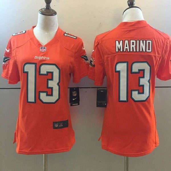 Women Nike Dolphins 13 Dan Marino Orange Jersey