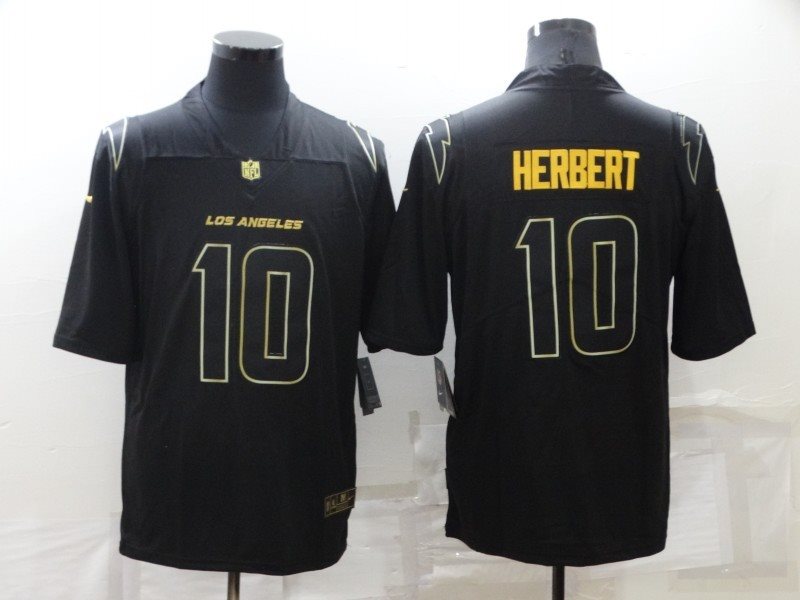 Nike Chargers 10 Justin Herbert Black Gold Vapor Limited Men Jersey