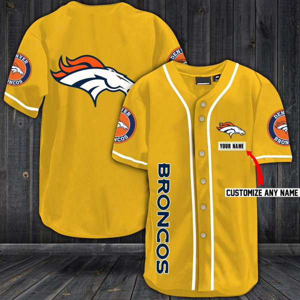 NFL Denver Broncos Baseball Yellow Customized Jersey