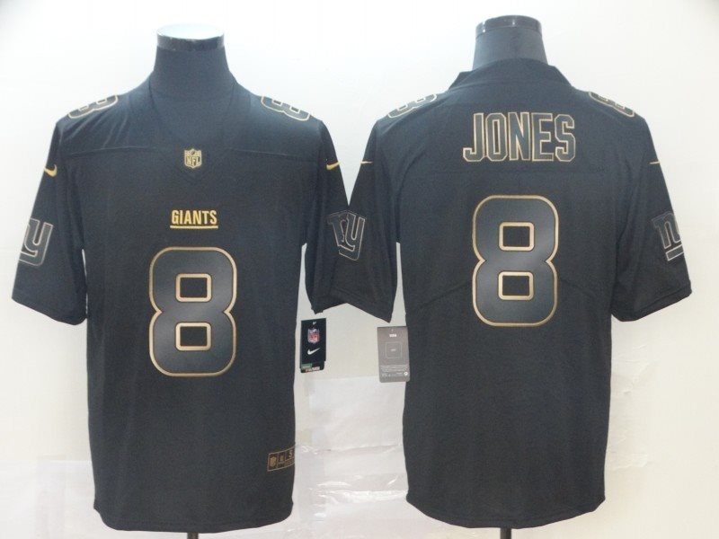 Nike Giants 8 Daniel Jones 2019 Black Gold Edition Limited Men Jersey