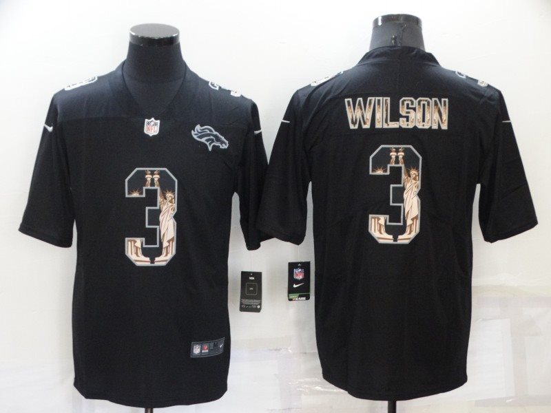 Nike Broncos 3 Russell Wilson Black Statue of Liberty Limited Men Jersey