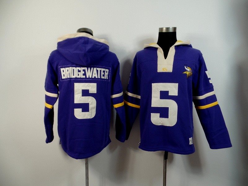 Minnesota Vikings 5 Teddy Bridgewater Purple 2015 Stitched Hoodie Sweatshirt