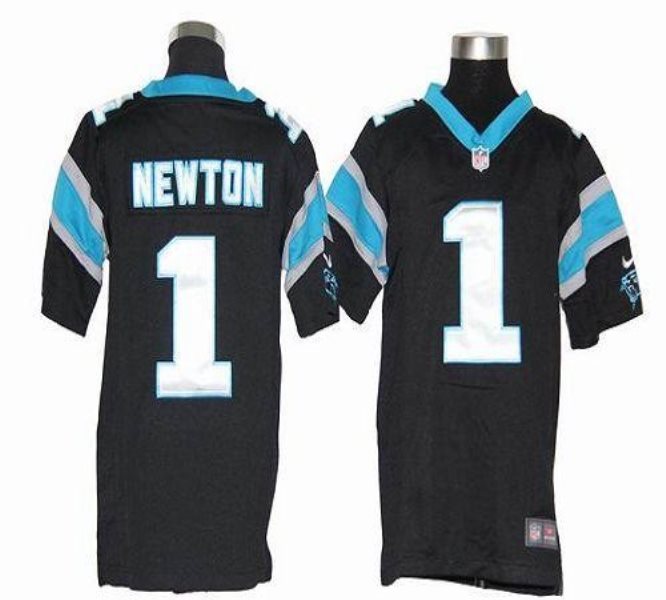 Youth Nike Carolina Panthers 1 Cam Newton Black Elite Jersey