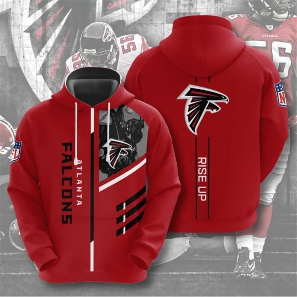 NFL Atlanta Falcons 3D Red Hoodie Sweatshirt