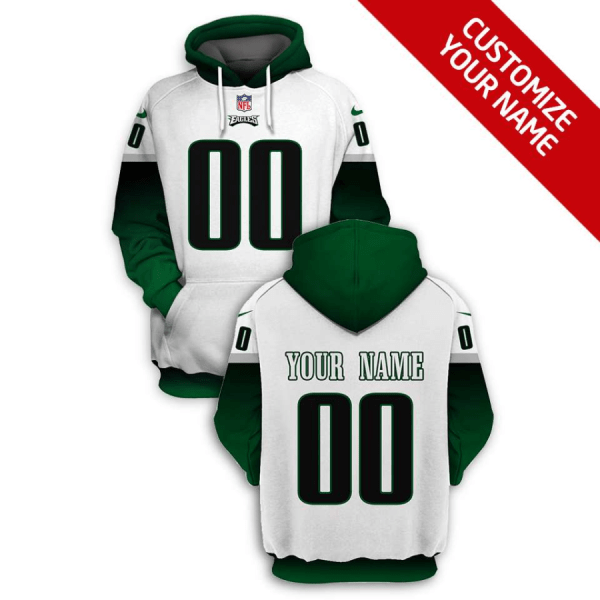 NFL Eagles Customized White Green 2021 Stitched New Hoodie