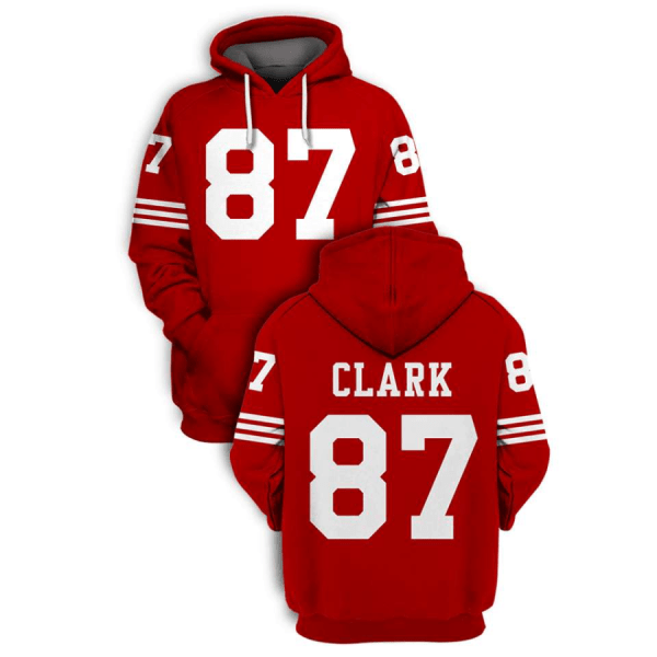 NFL 49ers 87 Dwight Clark Red 2021 Stitched New Hoodie