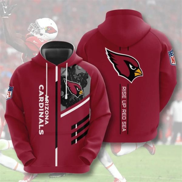 NFL Arizona Cardinals 3D Red Hoodie Sweatshirt