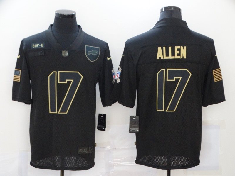 Nike Bills 17 Josh Allen 2020 Black Salute To Service Limited Men Jersey