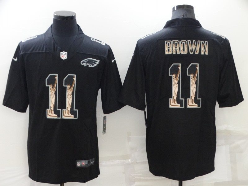 Nike Eagles 11 A. J. Brown Black Statue Of Liberty Limited Men Jersey