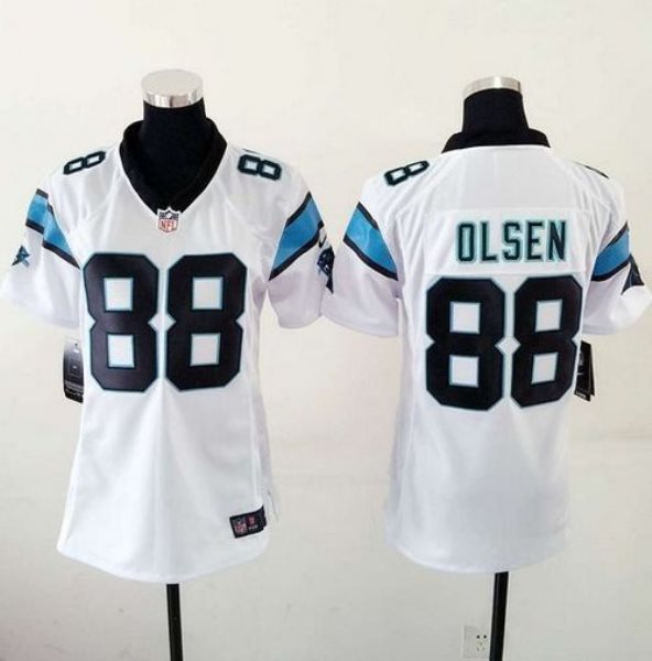 Nike Panthers 88 Greg Olsen White Women Stitched NFL Elite Jersey