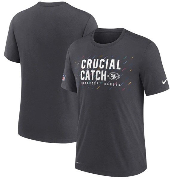 NFL 49ers Charcoal 2021 Crucial Catch Performance T-Shirt