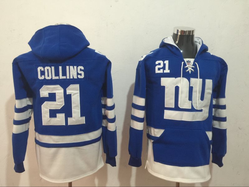 Nike Giants 21 Landon Collins Blue All Stitched Hooded Men Sweatshirt