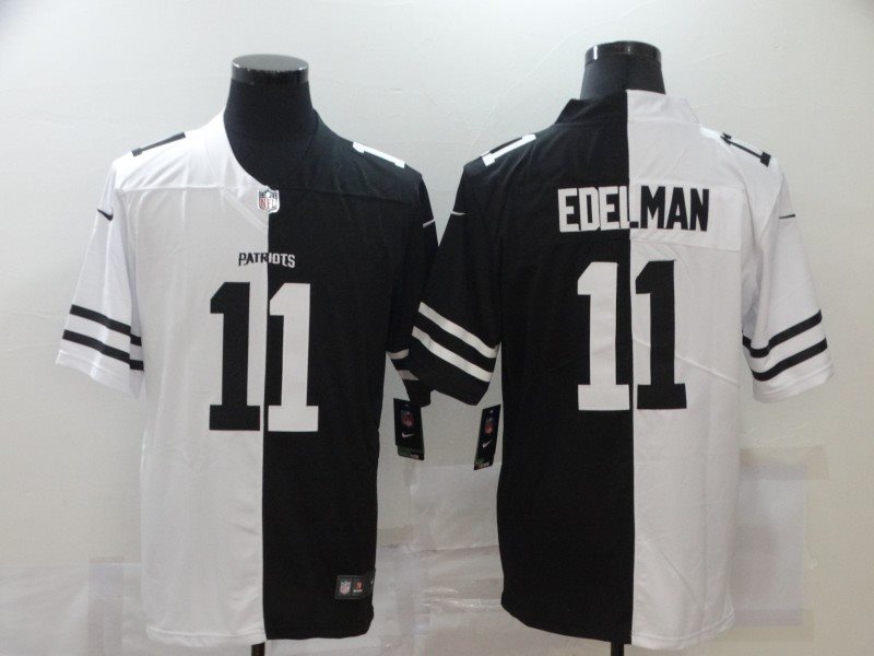Nike Patriots 11 Julian Edelman Black And White Split Vapor Limited Men Jersey